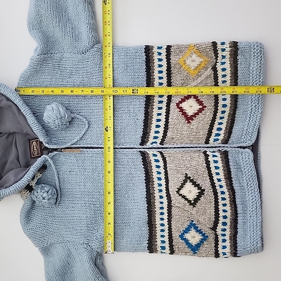 KYBER Outwear Women's Knit Light Blue Fairisle Wool Fleece Lined Zip Hoodie Sz S - Picture 15 of 15